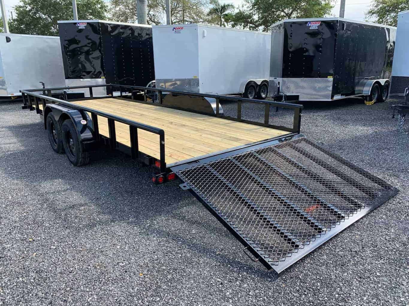 70PI-20 BIG TEX 7X20 TANDEM AXLE UTILITY TRAILER WITH RAMP GATE 2 BRAKE ...