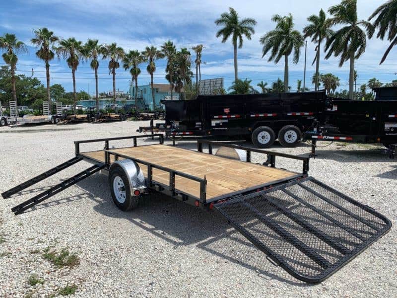 U8 141 Atv Pj 7x14 Single Axle Utility Trailer With Ramp Gate And Side