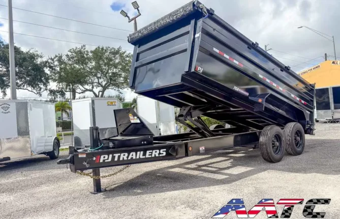 DE-162-P4 PJ 7X16 BUMPER PULL DUMP TRAILER 10 TON 4' HIGH SIDES
