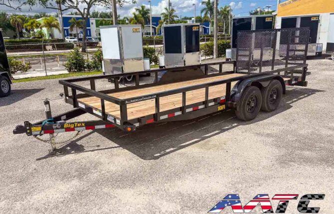 10PI-18HD BIG TEX 7X18 TANDEM AXLE UTILITY TRAILER WITH HD RAMP GATE 2 BRAKE AXLES 10,000 GVWR