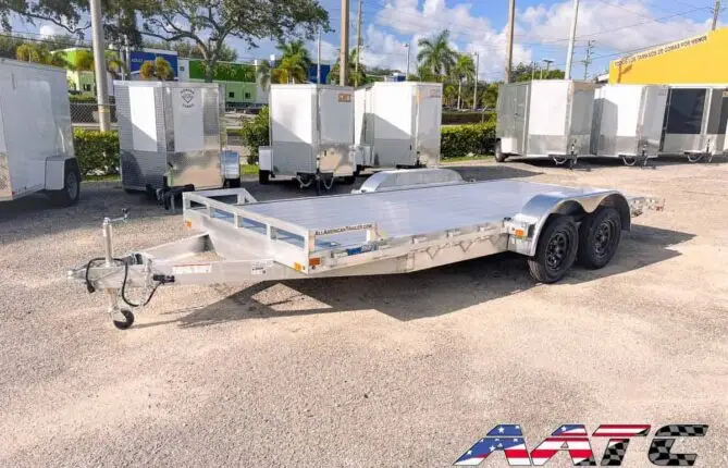 COCH8X20 ALCOM Aluminum 7x20 Torsion Tandem Axle Open Car Hauler w/ Removable Curbside Fender