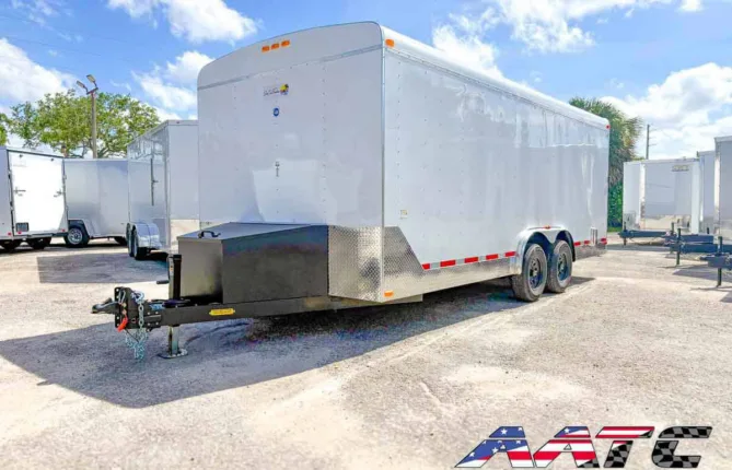 SCE8X20TA3-WHT-LS SUN COAST 8X20 TANDEM AXLE CARGO LANDSCAPE TRAILER
