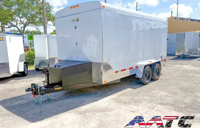 SCE7X16TA3-WHT-LS SUN COAST 7X16 TANDEM AXLE CARGO LANDSCAPE TRAILER