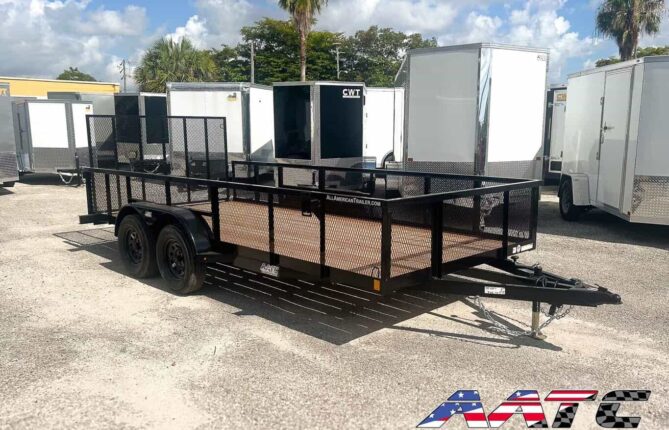 70UT-16-EX2 AATC 16' TANDEM AXLE UTILITY TRAILER 2' MESH SIDES 7,000 GVWR 7X16 W/ GATE