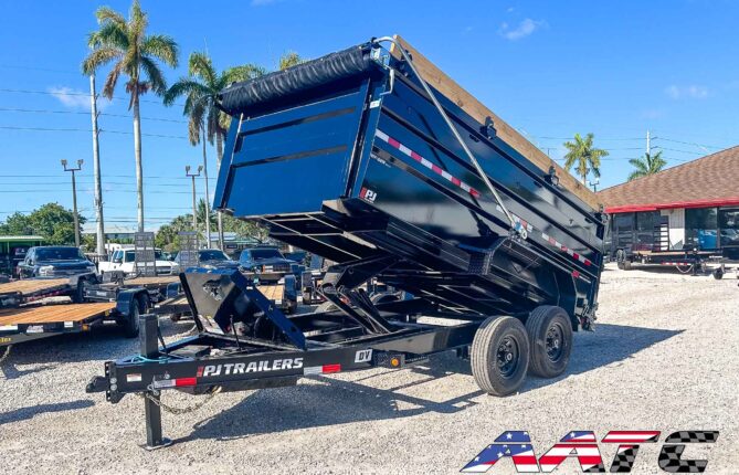 DV-142-P4 PJ 14' DUMP TRAILER 4' SIDE 15,400 GVWR 7X14 HYDRAULIC SCISSOR-LIFT