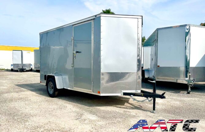 CW6X12SA-GS-SIL-R COVERED WAGON 6X12 SINGLE AXLE RAMP DOOR CARGO TRAILER