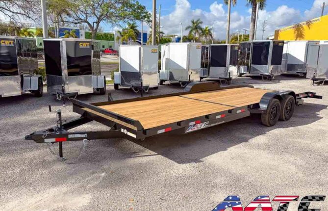 70CA-24 AATC 24' CAR HAULER 7,000 GVWR 7X24 W/ DOVE & SLIDE IN RAMPS