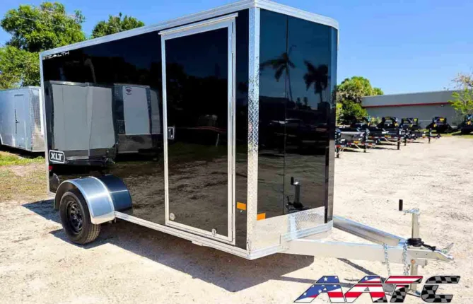 C6X12SSA-BLK-R-64-XLT ALCOM Aluminum 6x12 Single Axle Ramp Door Cargo Trailer XLT Pro Series