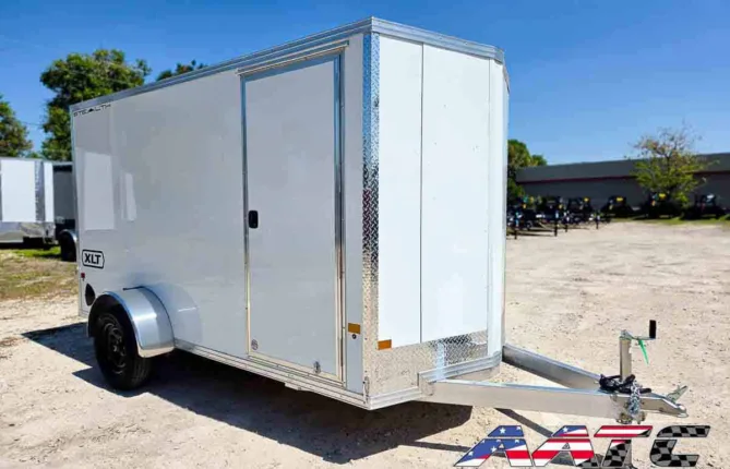 C6X12SSA-WHT-R-64-XLT ALCOM Aluminum 6x12 Single Axle Ramp Door Cargo Trailer XLT Pro Series