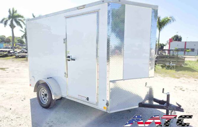DC5X8SA-WHT-R/SD DIAMOND CARGO 5X8 SINGLE AXLE RAMP DOOR SIDE DOOR CARGO TRAILER