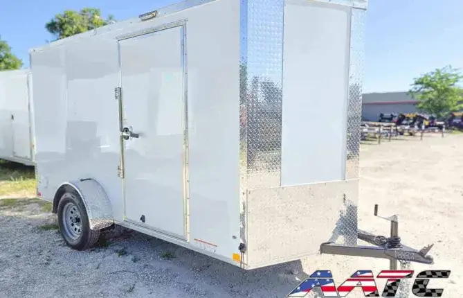 DC6X12SA-WHT-R DIAMOND CARGO 6X12 SINGLE AXLE RAMP DOOR CARGO TRAILER
