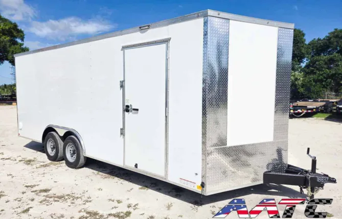 DC8.5X20TA4-WHT DIAMOND CARGO 8.5X20 TANDEM AXLE RAMP DOOR CARGO TRAILER