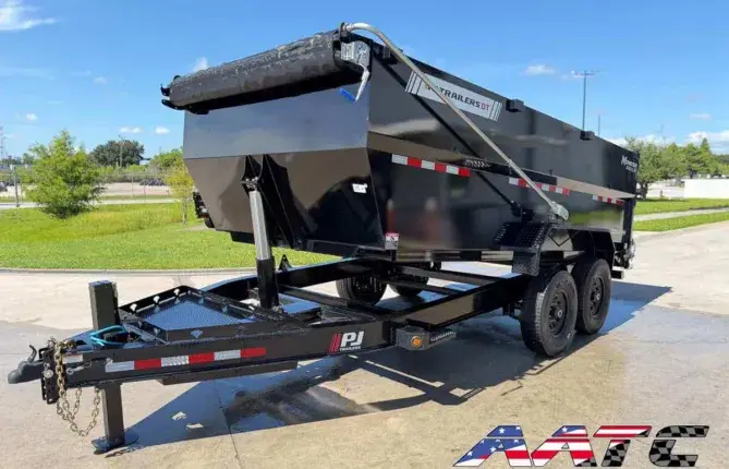 DT1-162-P4 DUMP TRAILER 4' SIDE - 15,400 GVWR 7X16 TELESCOPIC CYLINDER - Hyd Jack - Long Armed Tarp